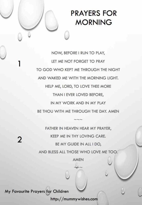 Children's prayer for Morning