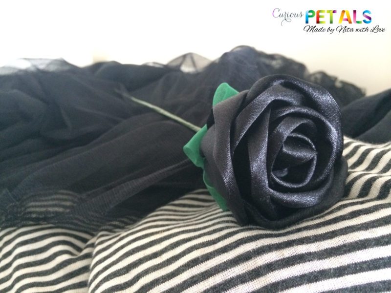 Sexy Black Ribbon Rose, Handmade Satin Rose/Wedding Bouquet