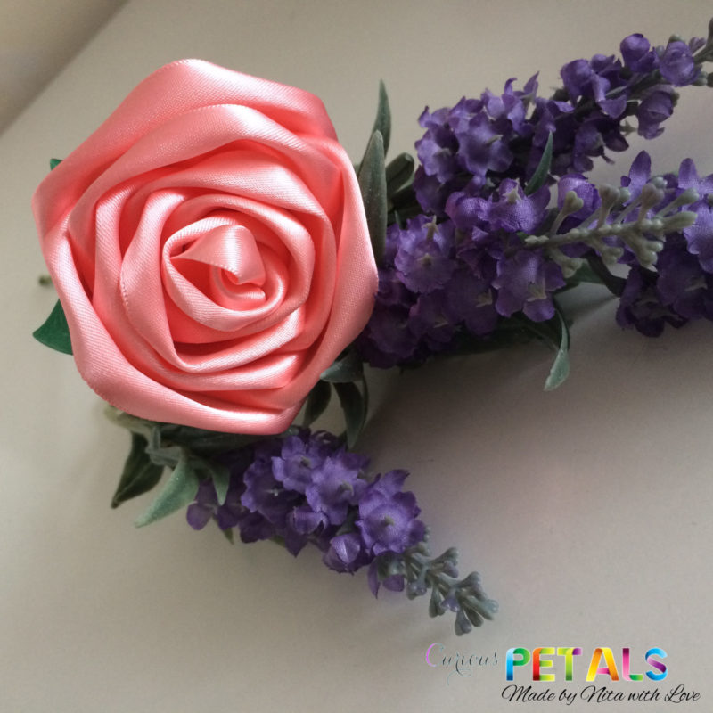 Delicate Peach Ribbon Rose, Handmade Satin Rose/Wedding Bouquet
