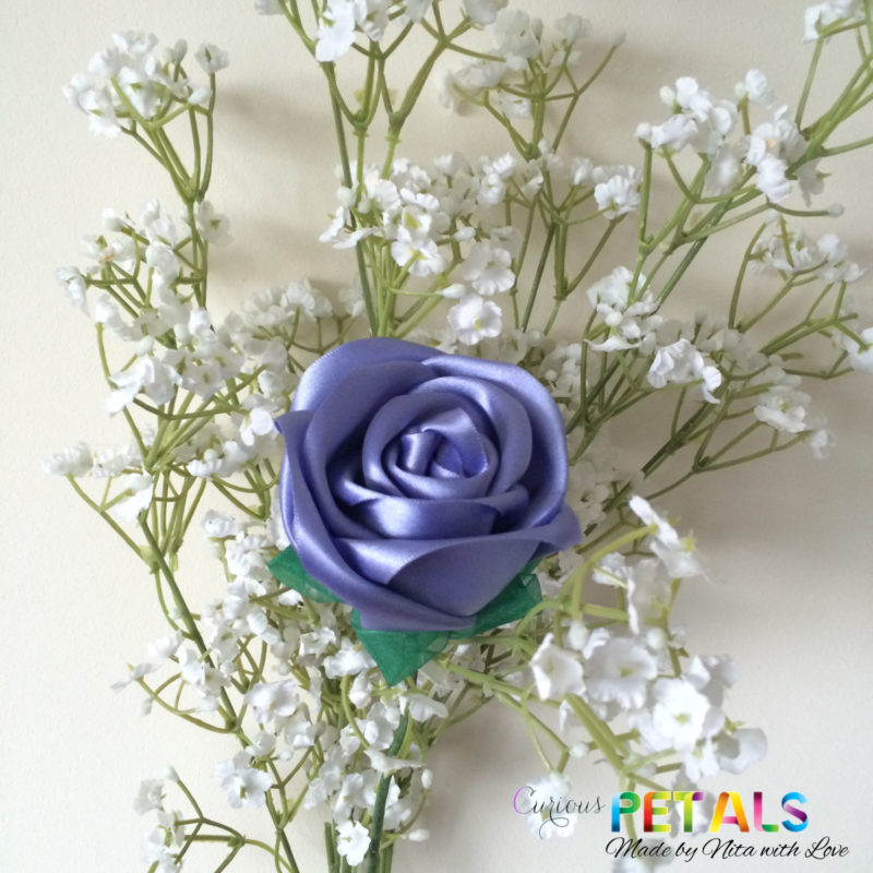 Warming Lilac/Lavender Ribbon Rose, Handmade Satin Rose/Wedding Bouquet